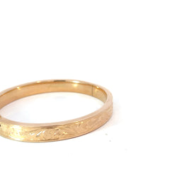 14k Yellow Gold 14.5 Gram Vintage Engraved Bangle 9mm Size 7 1/2