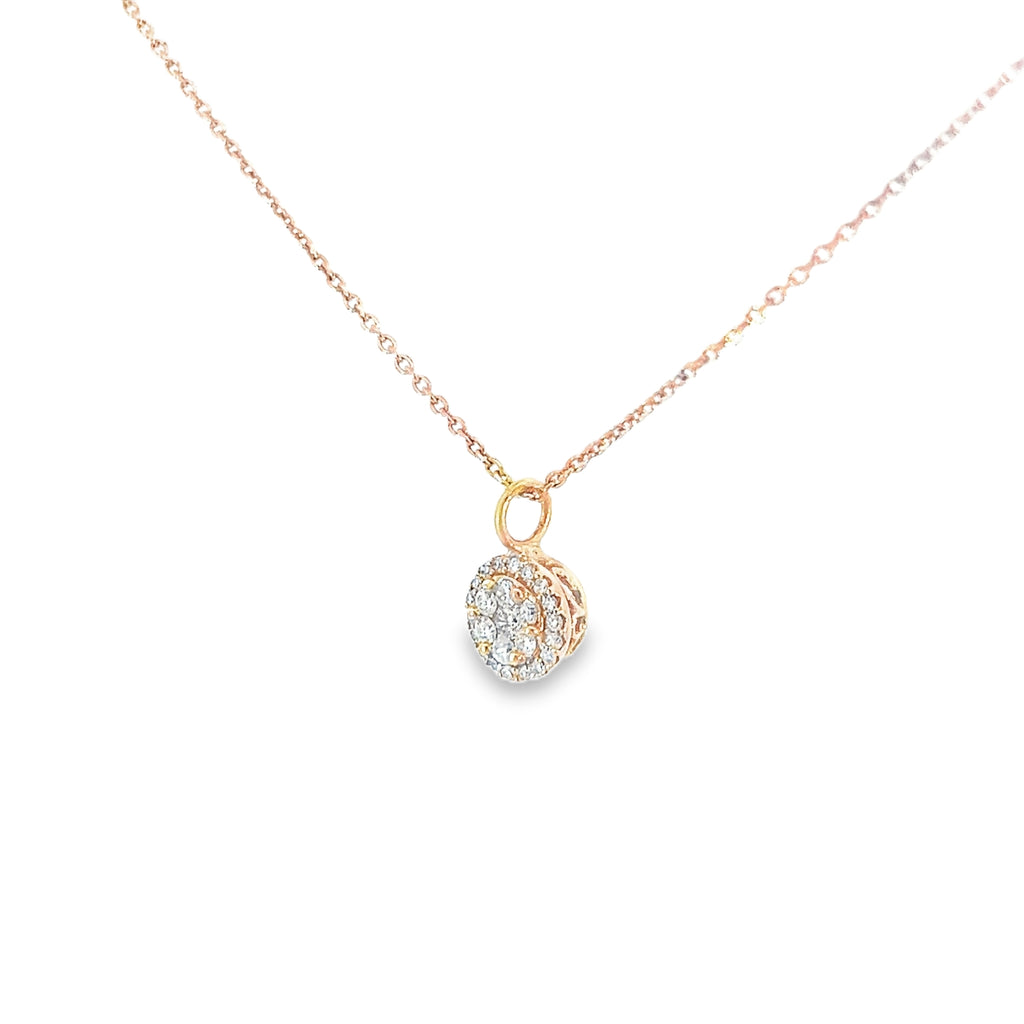 14k Yellow Gold .25ct G SI1 Round Diamond Cluster Solitaire Pendant