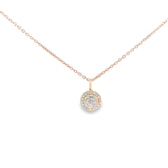 14k Yellow Gold .25ct G SI1 Round Diamond Cluster Solitaire Pendant