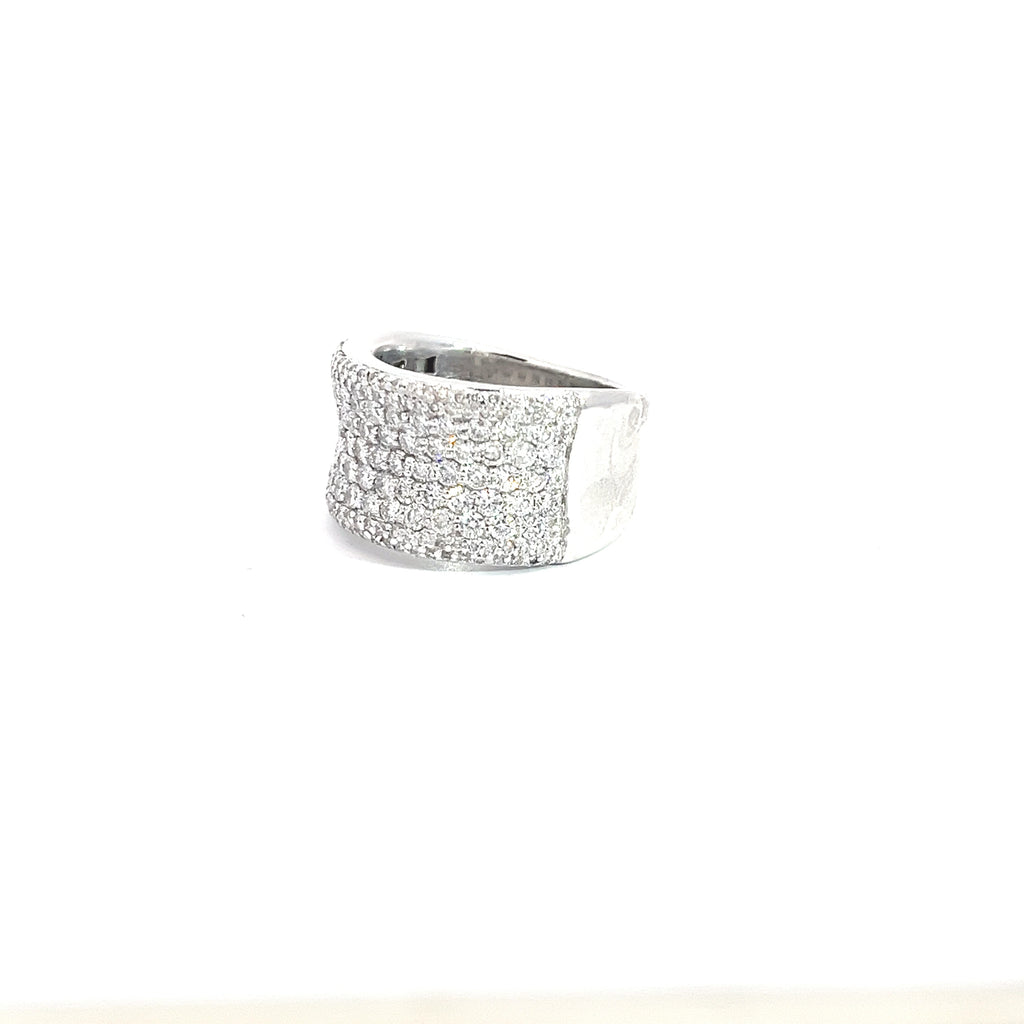 18K White Gold 2.50ct F VVS2 Round Diamond (9) Row Paved Set Ring 12mm 15.2 Gram