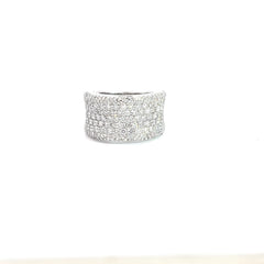 18K White Gold 2.50ct F VVS2 Round Diamond (9) Row Paved Set Ring 12mm 15.2 Gram