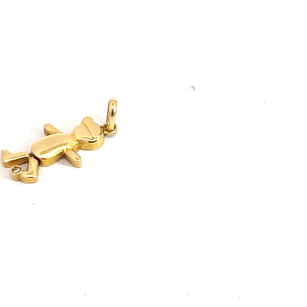 18k Yellow Gold Boy Kicking Diamond Soccer Ball Charm