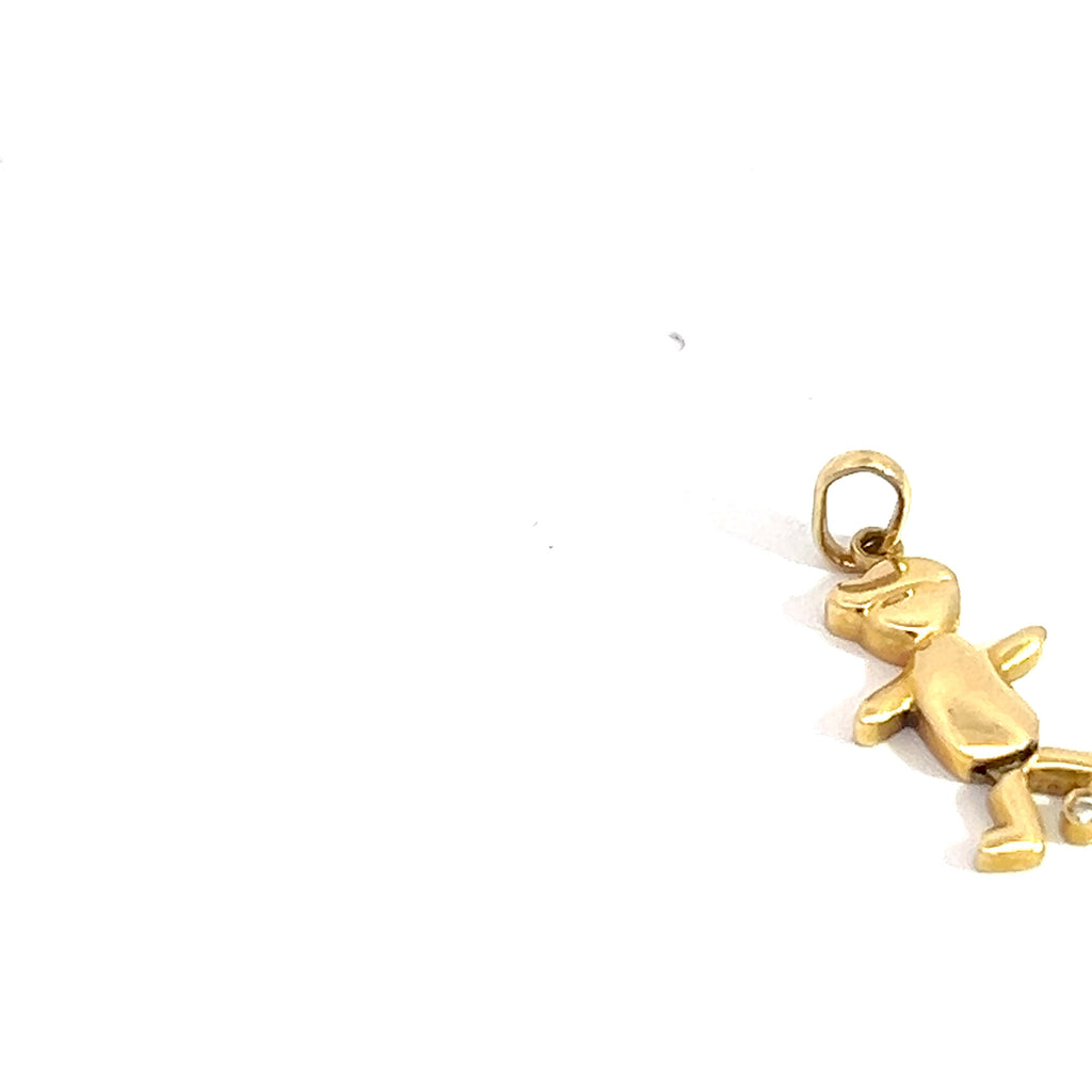 18k Yellow Gold Boy Kicking Diamond Soccer Ball Charm