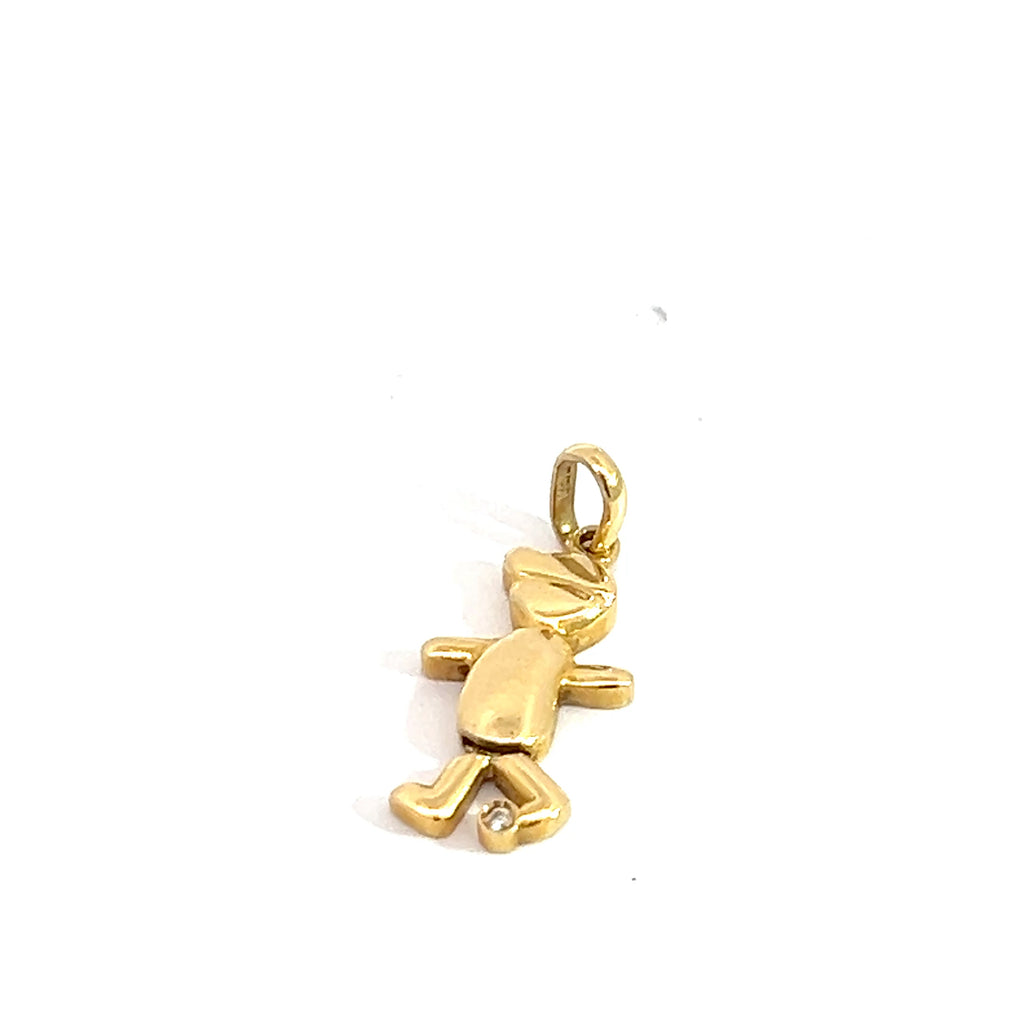 18k Yellow Gold Boy Kicking Diamond Soccer Ball Charm
