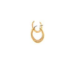 18k Tri-Color Hoop Earrings 7.5mm 3/4 x 1/2