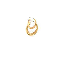 18k Tri-Color Hoop Earrings 7.5mm 3/4 x 1/2