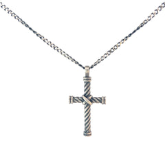 Sterling Silver 18.7 Gram Necklace with Twisted Cross Pendant