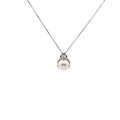 14k White Gold .20ct F VS2 Round Diamond and Fresh Water Pearl 11mm Necklace