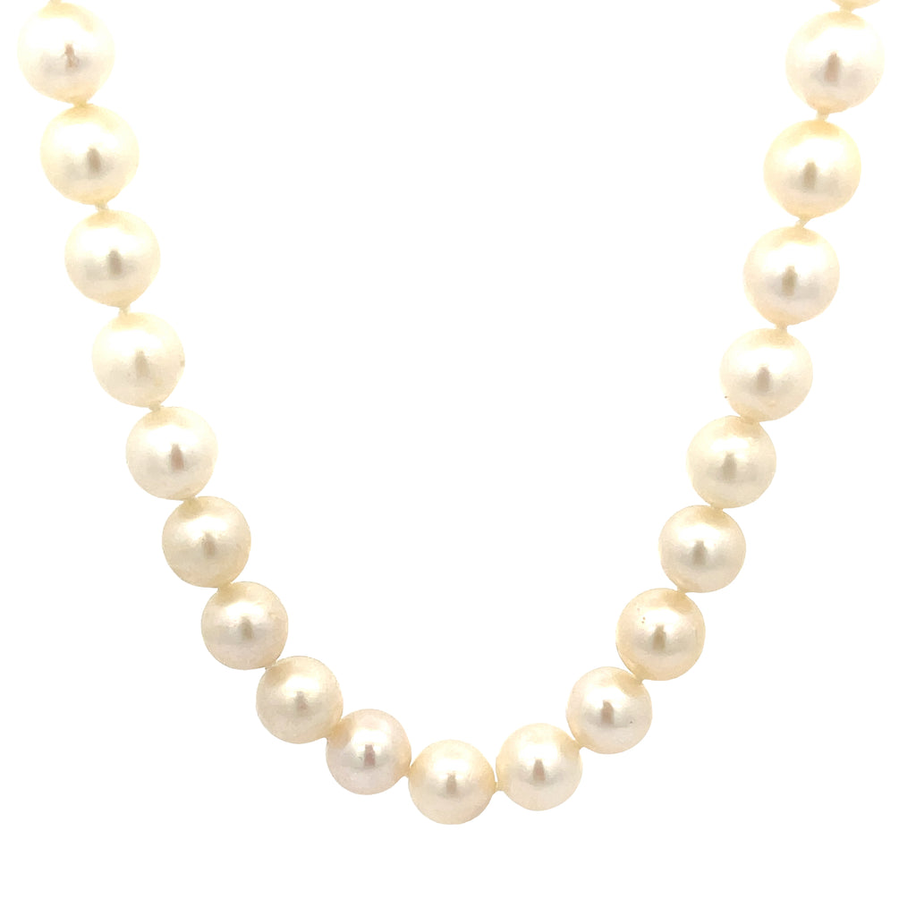 14k Yellow Gold Salt Water 9mm Pearls 25" Length