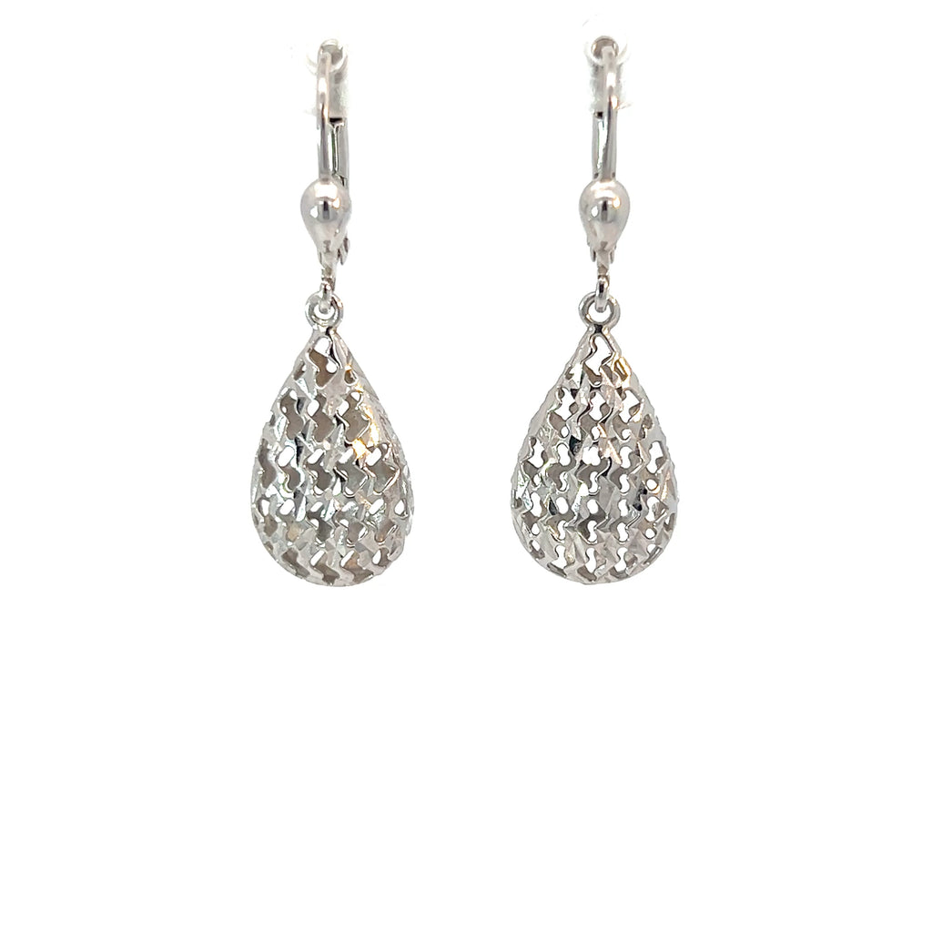 14k White Gold 2.30 gram Tear Drop Dangle Earrings
