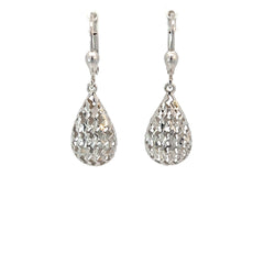 14k White Gold 2.30 gram Tear Drop Dangle Earrings