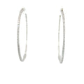 18k White Gold 2ct F VS2 Round Diamond Inside/Out Hoop Earrings 1.6mm 2"