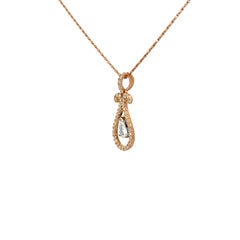 14k Rose Gold .52 F VS2 Pear Shape Diamond and .50ct F VS2 Round Diamond  Drop Necklace