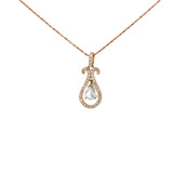 Ladies 14k Rose Gold Diamond Drop Necklace