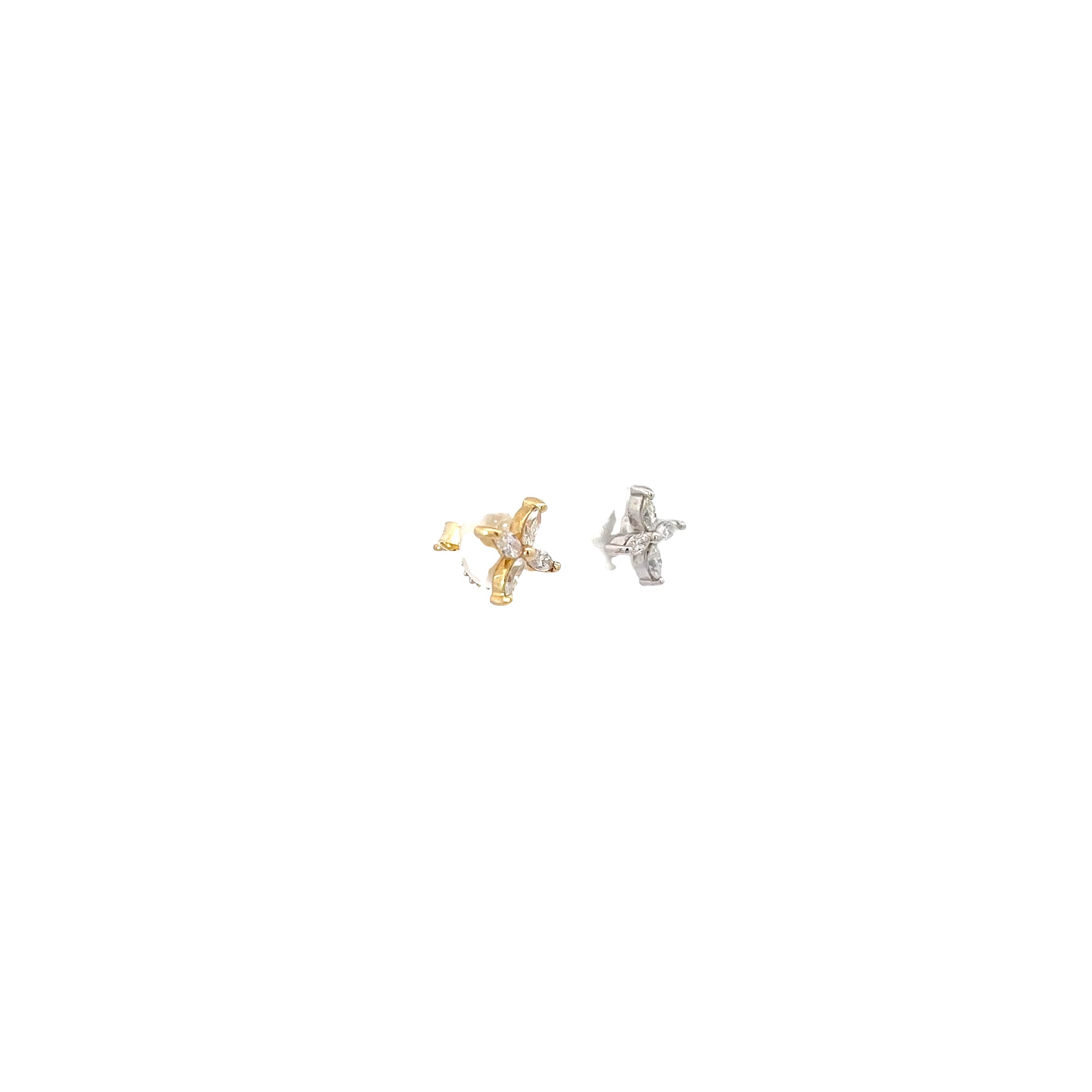 14k Yellow Gold .65ct F VS2 Marquise Diamond Flower Stud Earrings