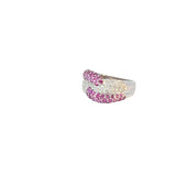 Ladies 18k white gold pink sapphire and diamond ring