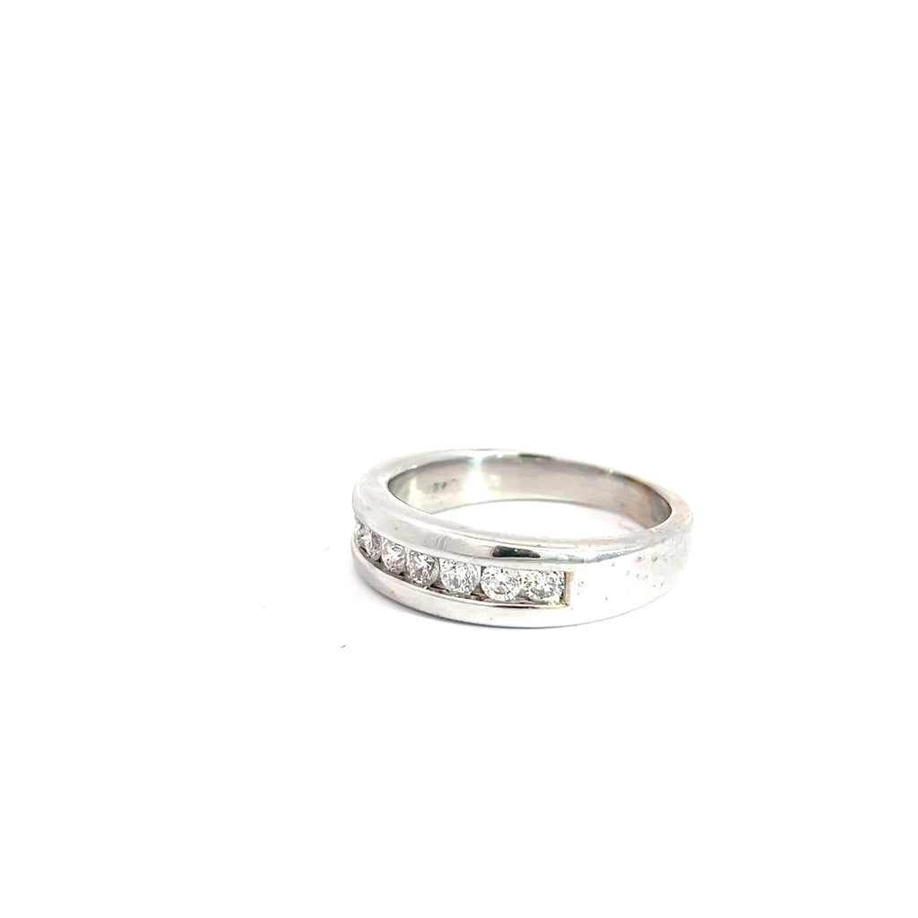 14k White Gold .50ct G SI1 Round Diamond Wedding Band 6mm