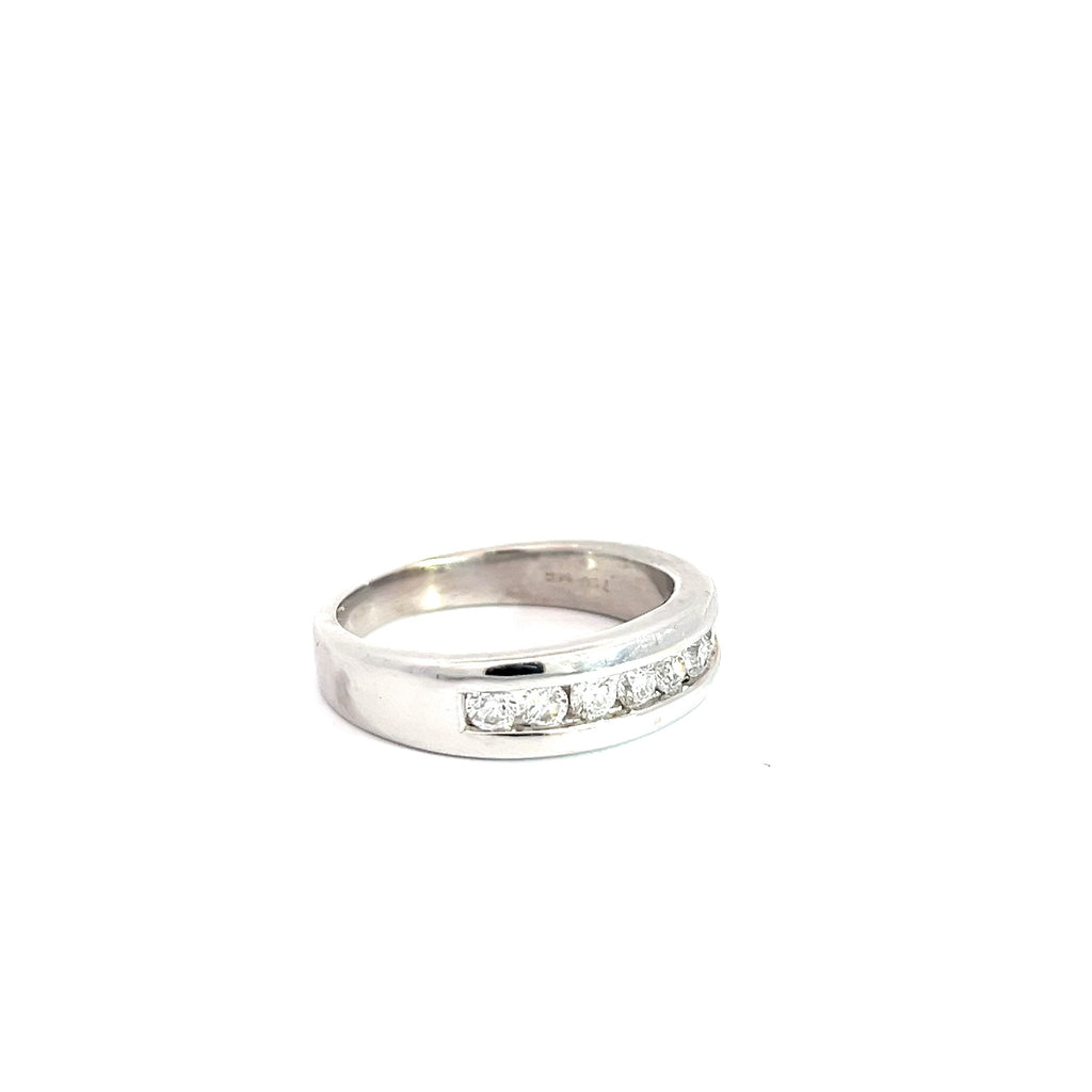14k White Gold .50ct G SI1 Round Diamond Wedding Band 6mm