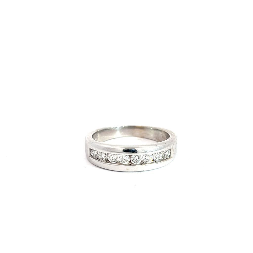 14k White Gold .50ct G SI1 Round Diamond Wedding Band 6mm