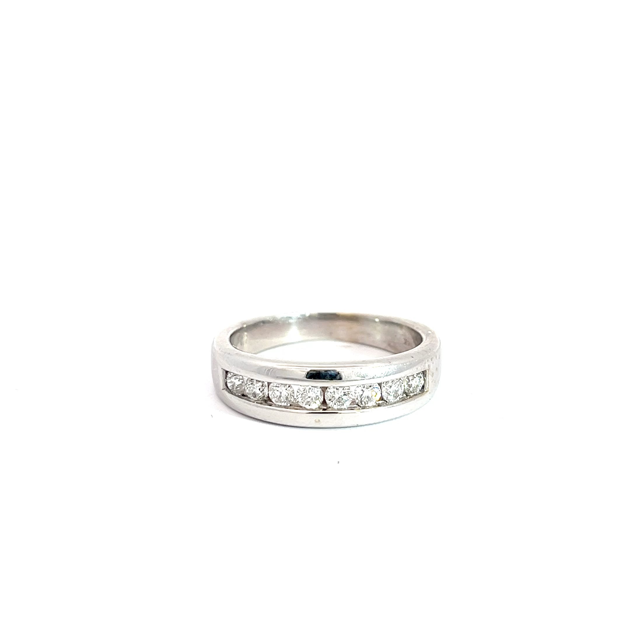 14k White Gold .50ct G SI1 Round Diamond Wedding Band 6mm