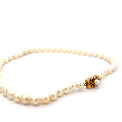 14k Yellow Gold Graduated Salt Water Pearl Chocker Necklace 15"inch