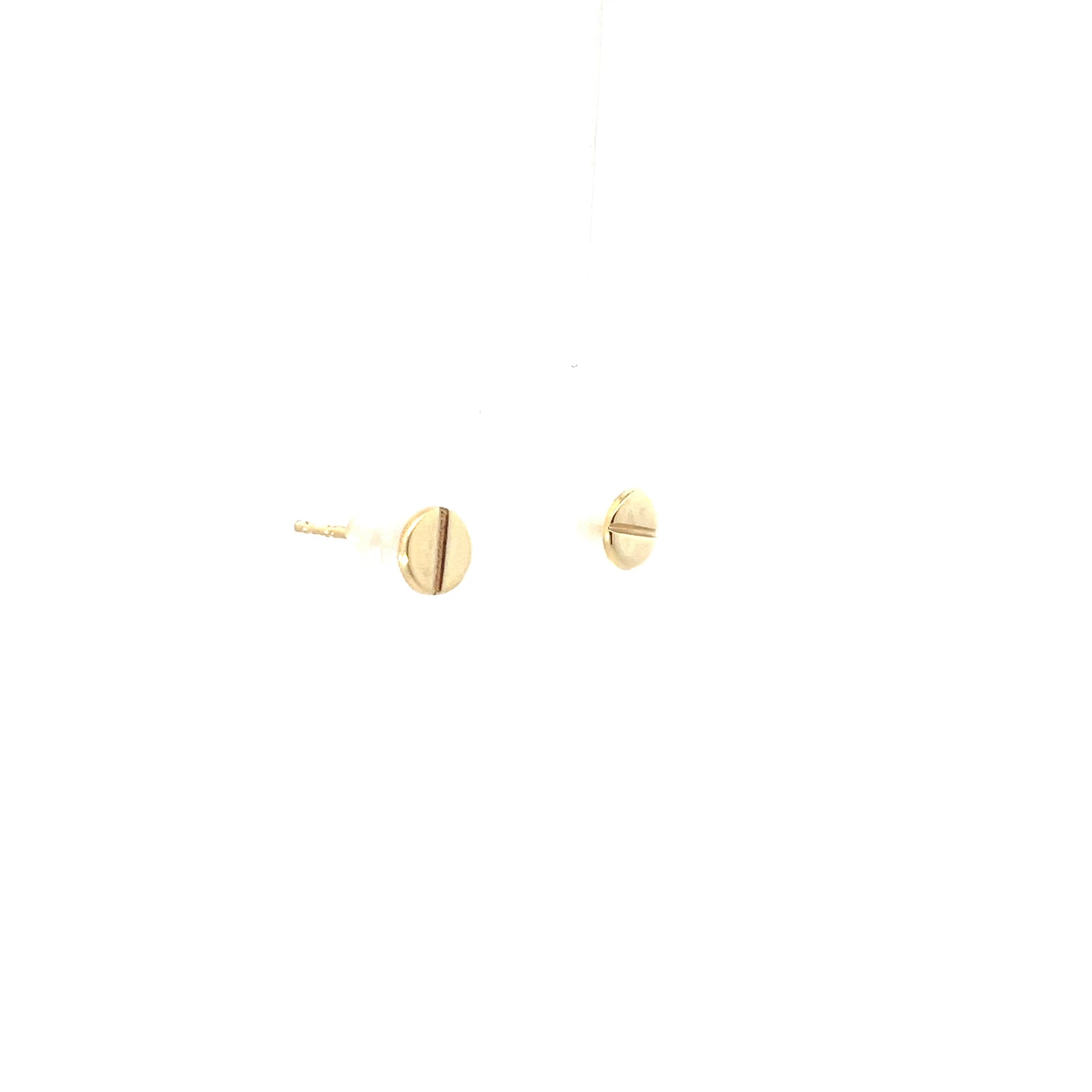 14K Yellow Gold Round Screw Design Stud Earrings 6mm