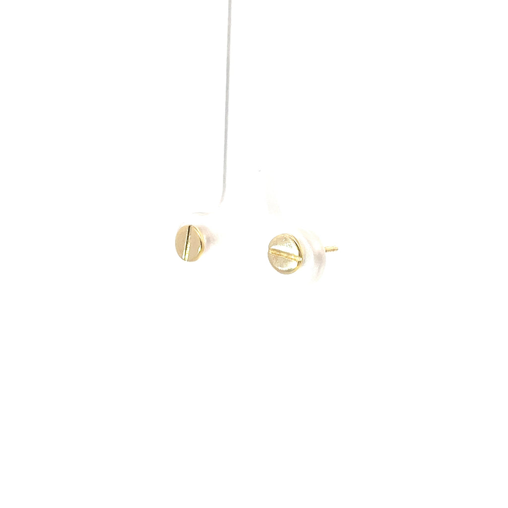 14K Yellow Gold Round Screw Design Stud Earrings 6mm