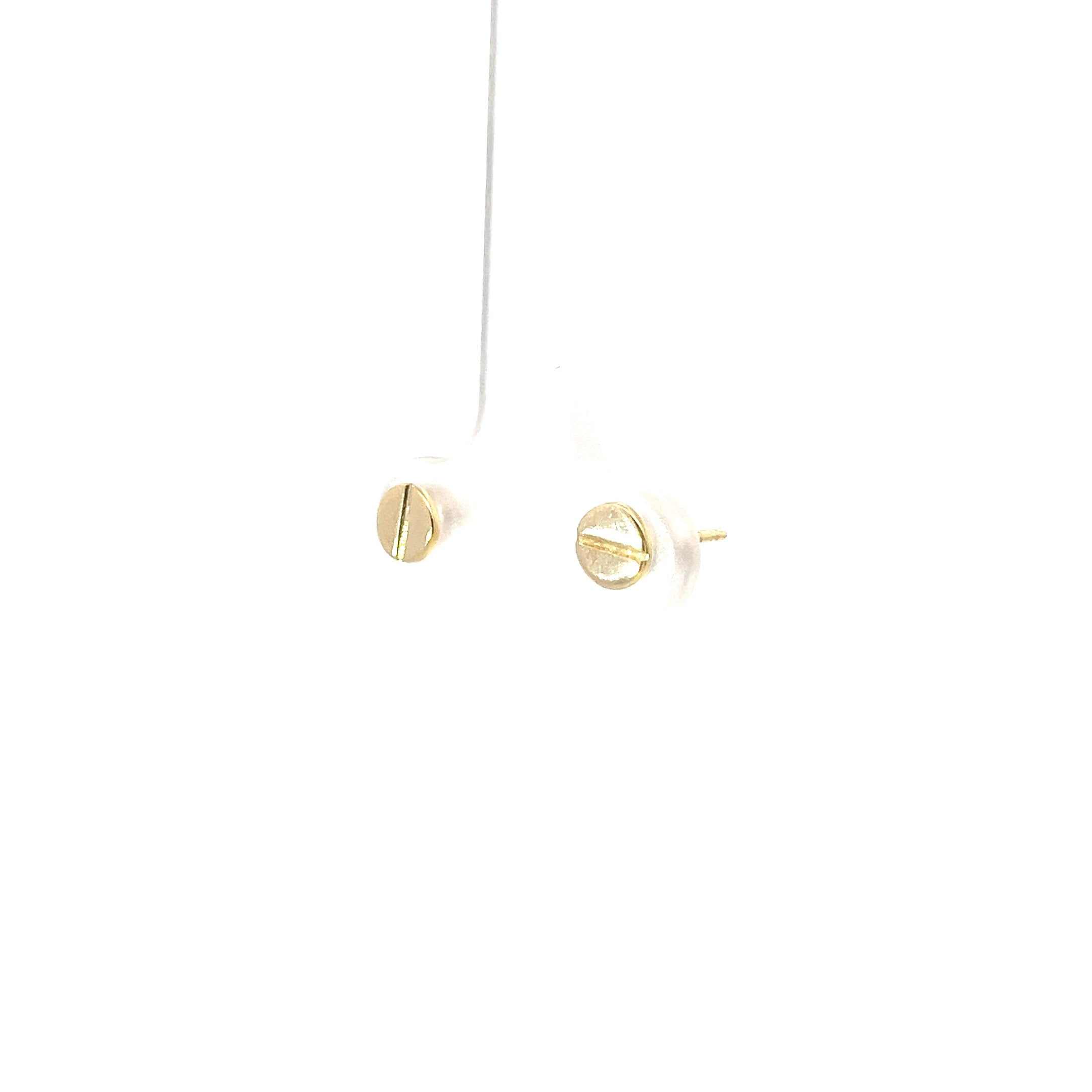 14K Yellow Gold Round Screw Design Stud Earrings 6mm