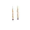 14k Yellow Gold Mexican Opal and Garnet Drop Earrings