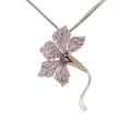 18k White Gold 3.70ct Round Pink Sapphire and .60ct G SI1 Round Diamond Necklace