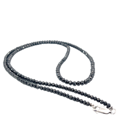 14k White Gold 87.00ct Black Diamond Beaded Mirror 4mm 26" inch Necklace