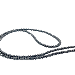 14k White Gold 87.00ct Black Diamond Beaded Mirror 4mm 26" inch Necklace