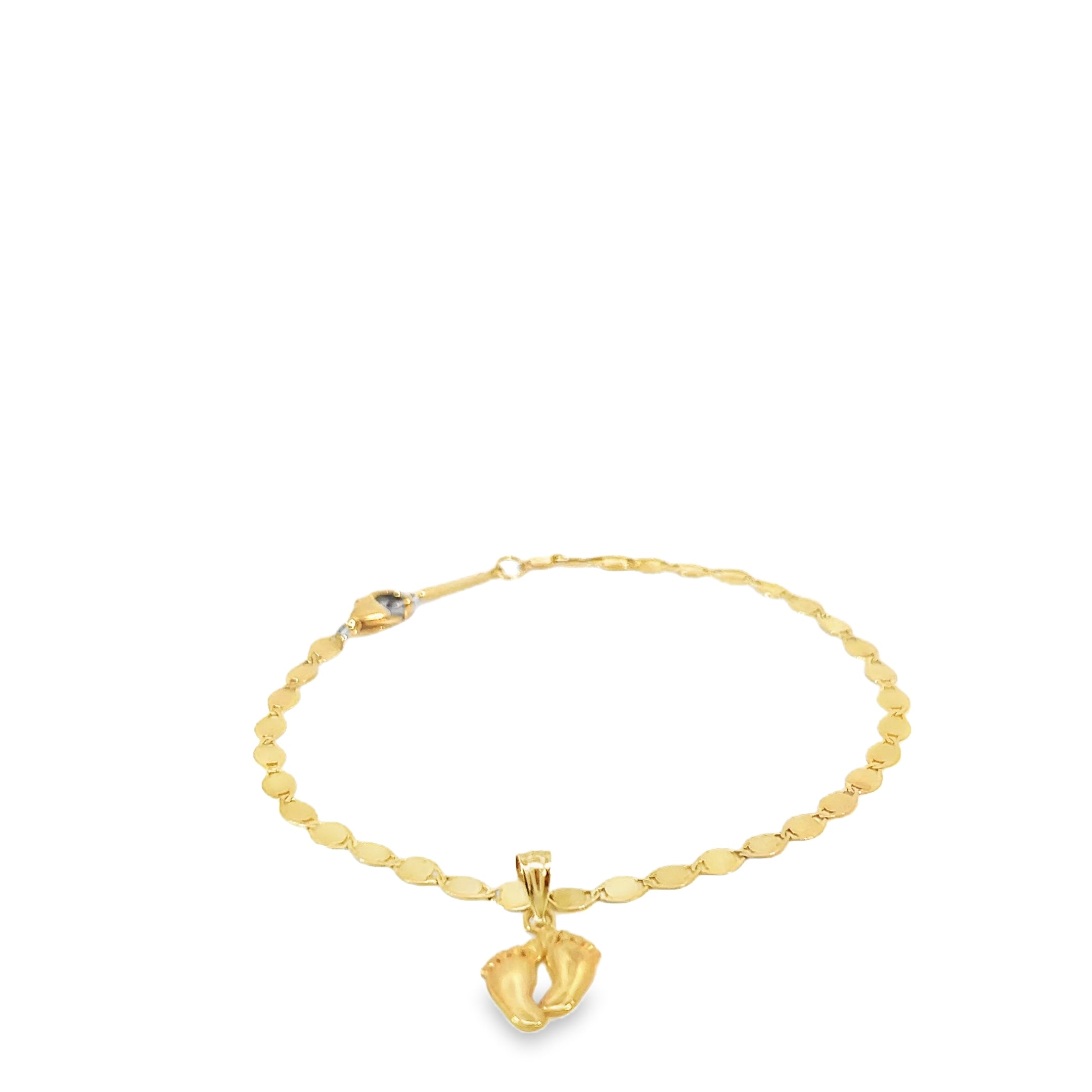14k Yellow Gold Bracelet with Happy Feet Charm