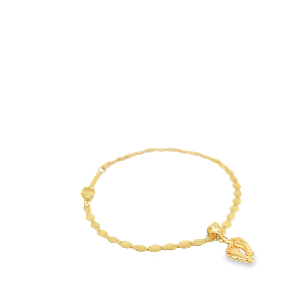 14k Yellow Gold Bracelet with Happy Feet Charm