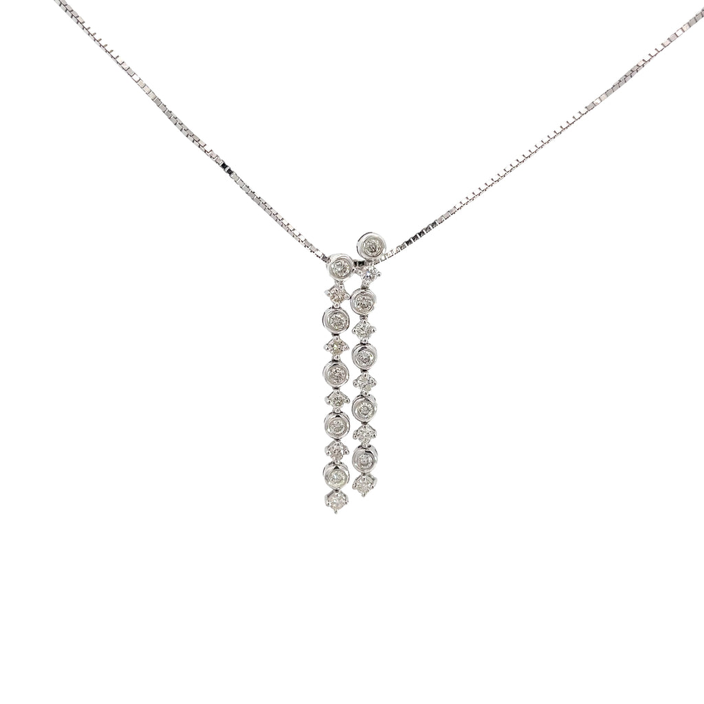 18k White Gold .70ct GVS2 Round  Diamond Dangle Necklace