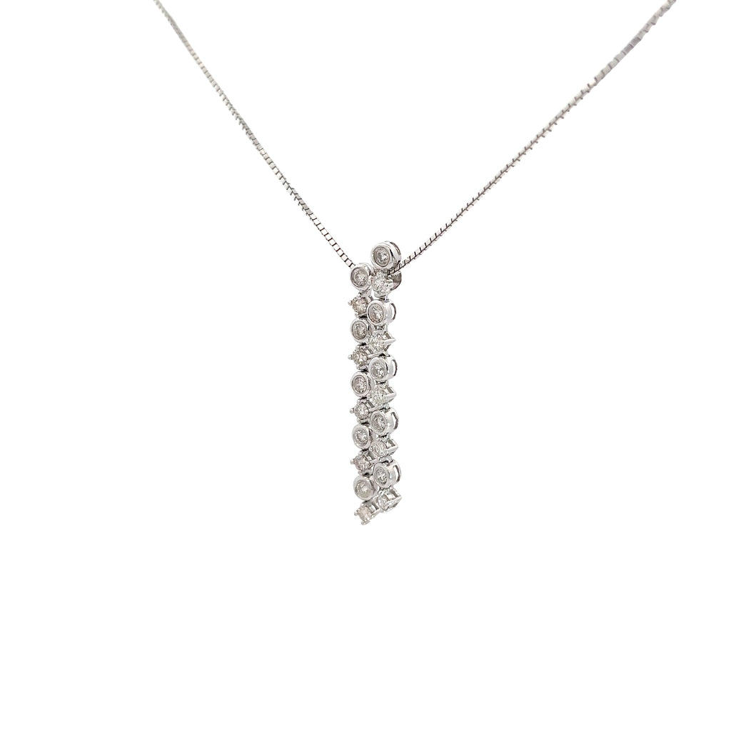 18k White Gold .70ct GVS2 Round  Diamond Dangle Necklace