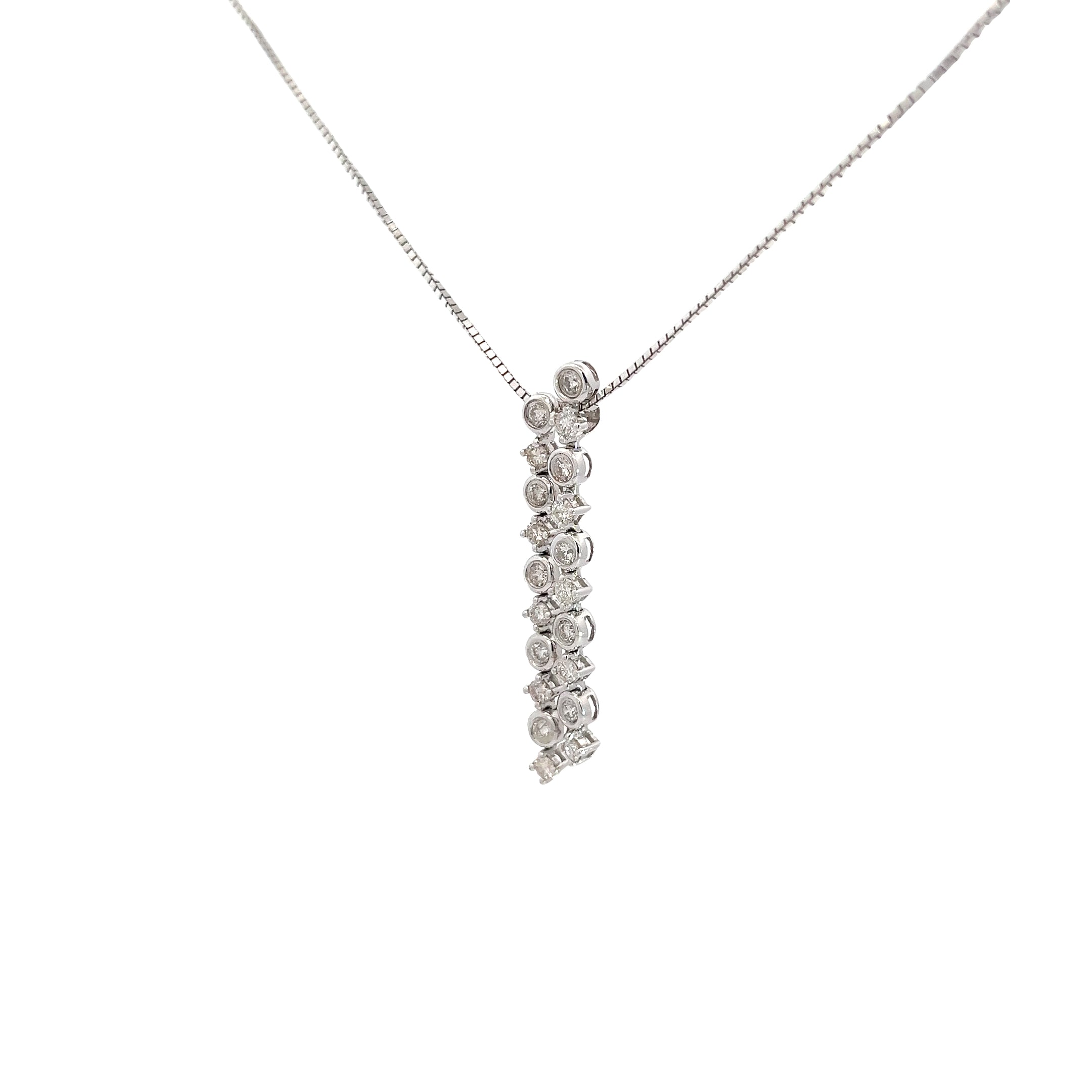 18k White Gold .70ct GVS2 Round  Diamond Dangle Necklace