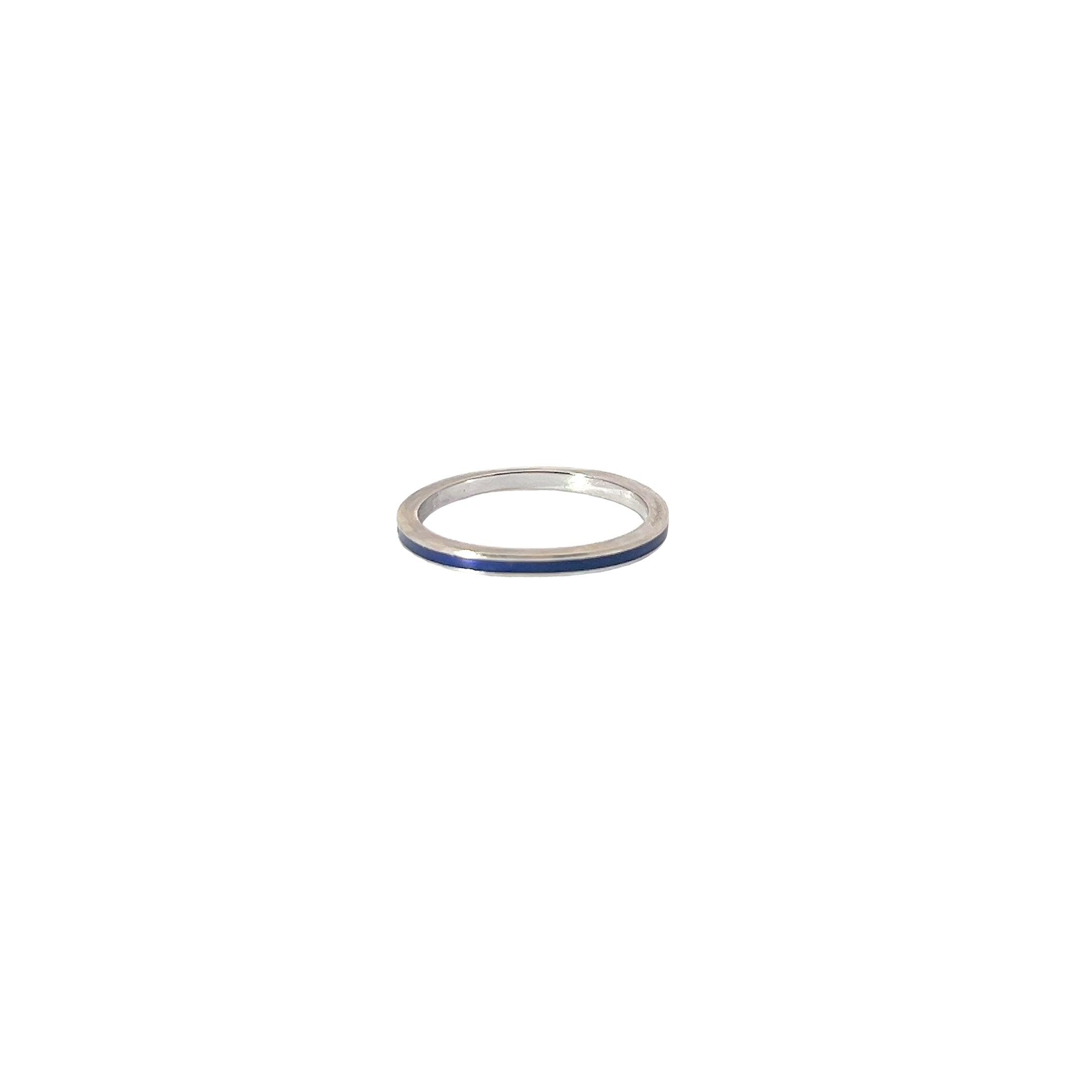 18k White Gold Blue Enamel Stack Ring