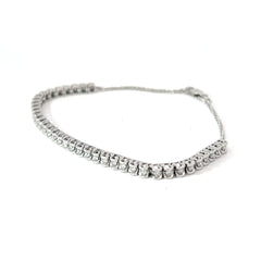 14k White Gold .50ct H SI1 Round Diamond Half Tennis Bracelet 7" inch