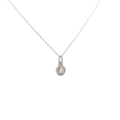 18K WHITE GOLD .48CT CENTER DIAMOND WITH .22CT HALO FSI1 DIAMOND PENDANT