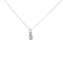 18K WHITE GOLD .48CT CENTER DIAMOND WITH .22CT HALO FSI1 DIAMOND PENDANT