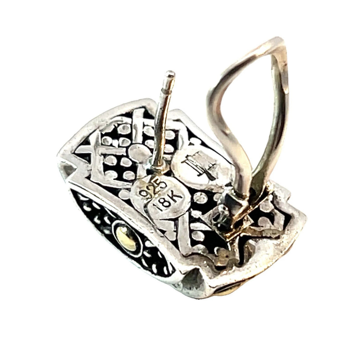 Pre-Loved Estate Vintage John Hardy 18k Yellow Gold and Sterling Silver Dot Earrings