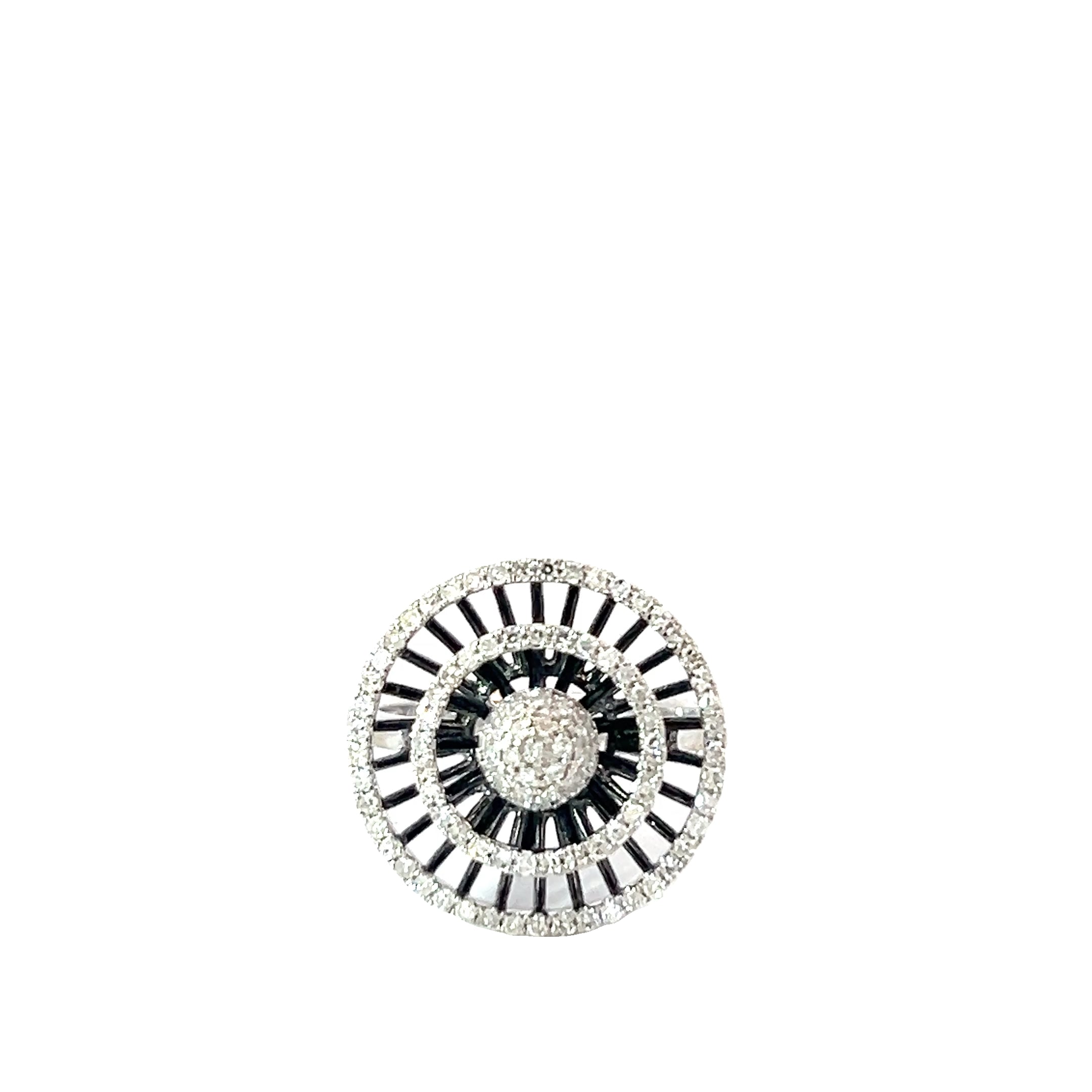 14k White Gold .75ct G SI1 Round Diamond with Black Enamel Ring