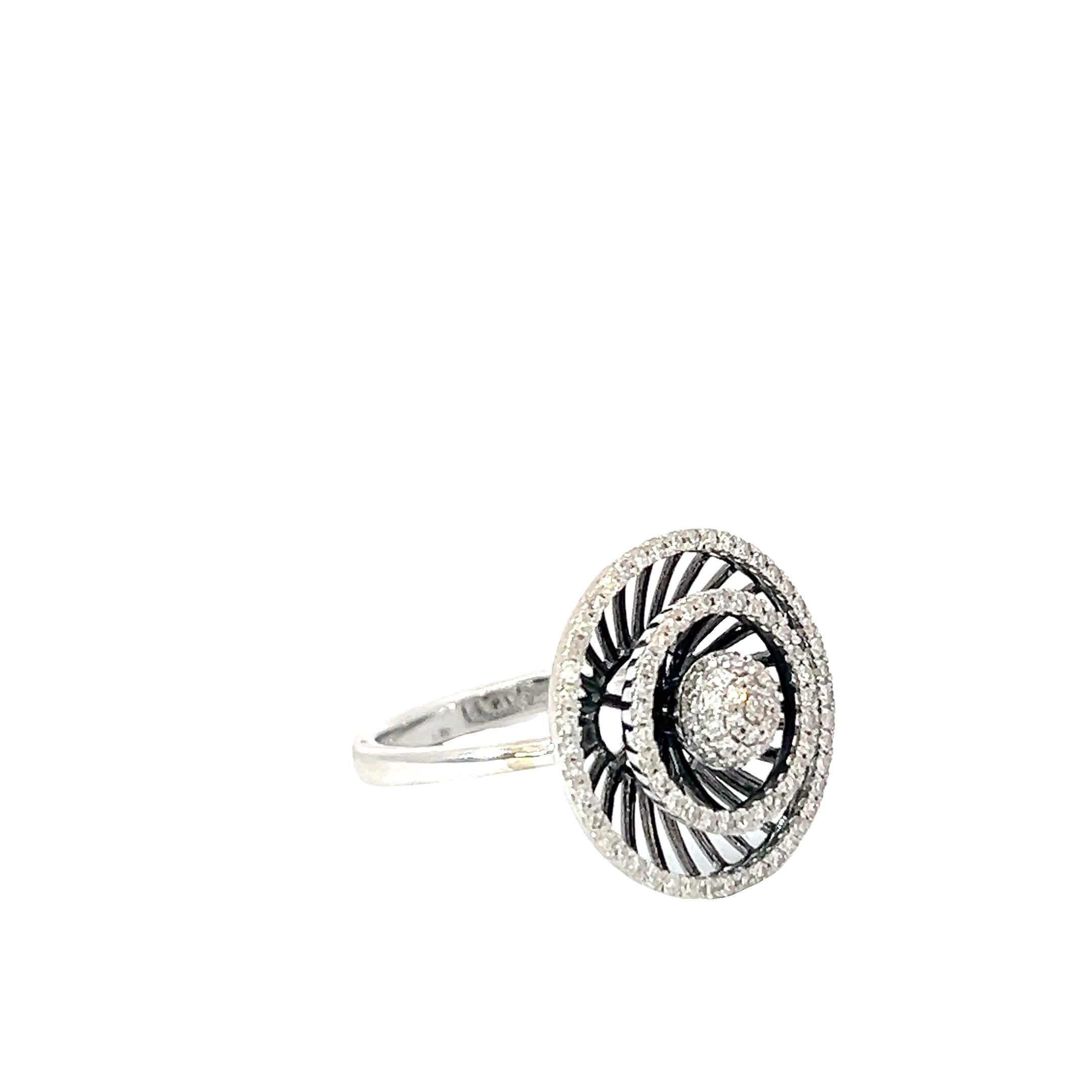 14k White Gold .75ct G SI1 Round Diamond with Black Enamel Ring