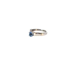 14k white gold 1.00ct Ceylon Sapphire and Diamond ring