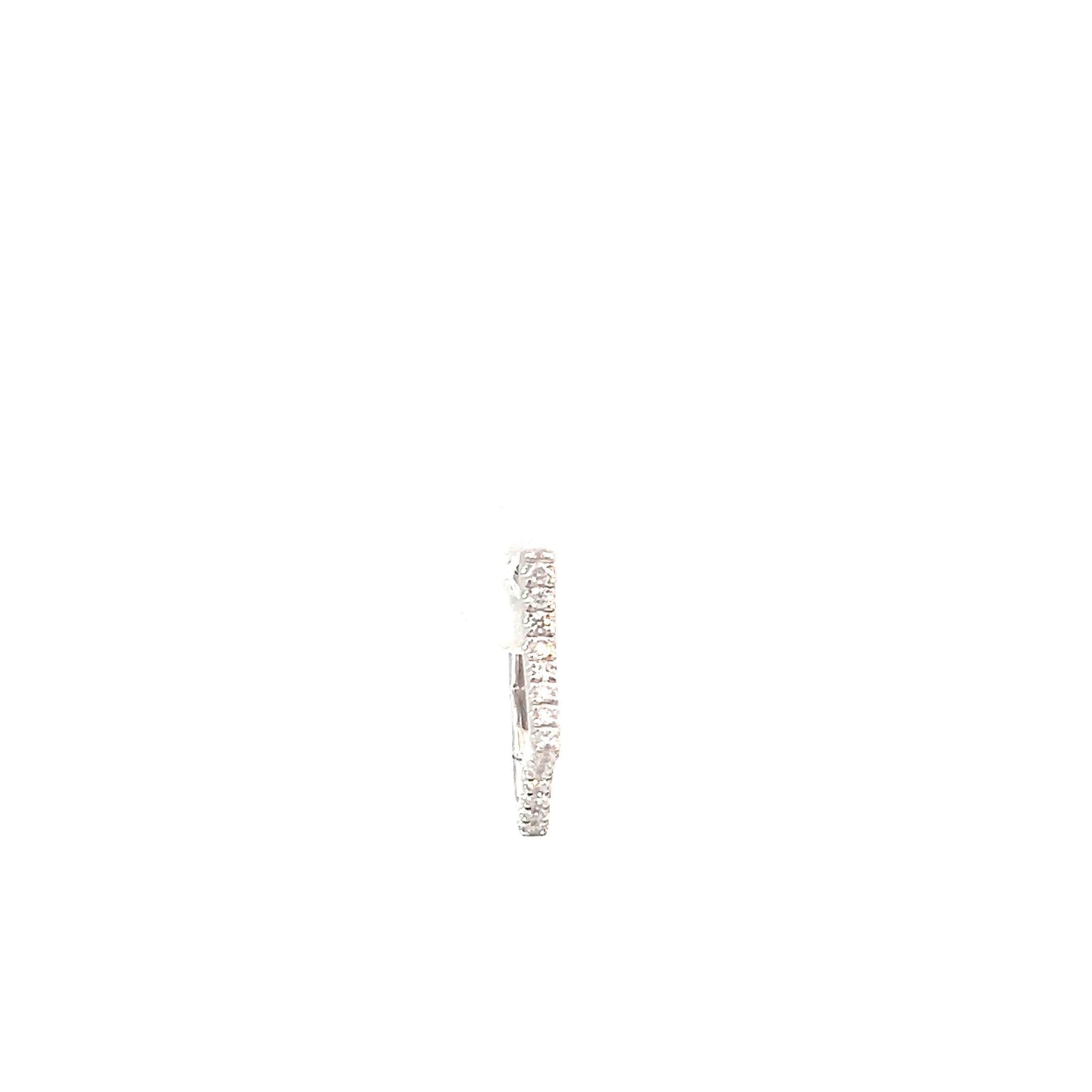 14k White Gold .05ct G SI1 Round Diamond Star Huggie Earring (Single Pair) 1/2 inch 1.5mm