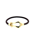 18k Yellow Gold 9.42 Gram Leather Bracelet