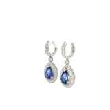 Ladies 18k White Gold Tanzanite and Diamond Drop Earrings