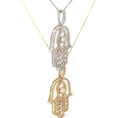 14k White Gold 1.75CT G VS2 Round Diamond Khamza Pendant
