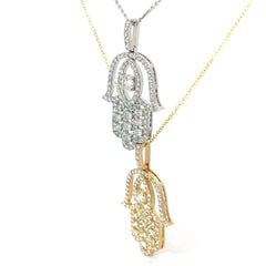 14k White Gold 1.75CT G VS2 Round Diamond Khamza Pendant